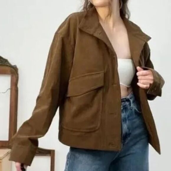 Avec Les Filles Anthropologie Brown Relaxed Corduroy Shacket size Medium - Picture 1 of 8